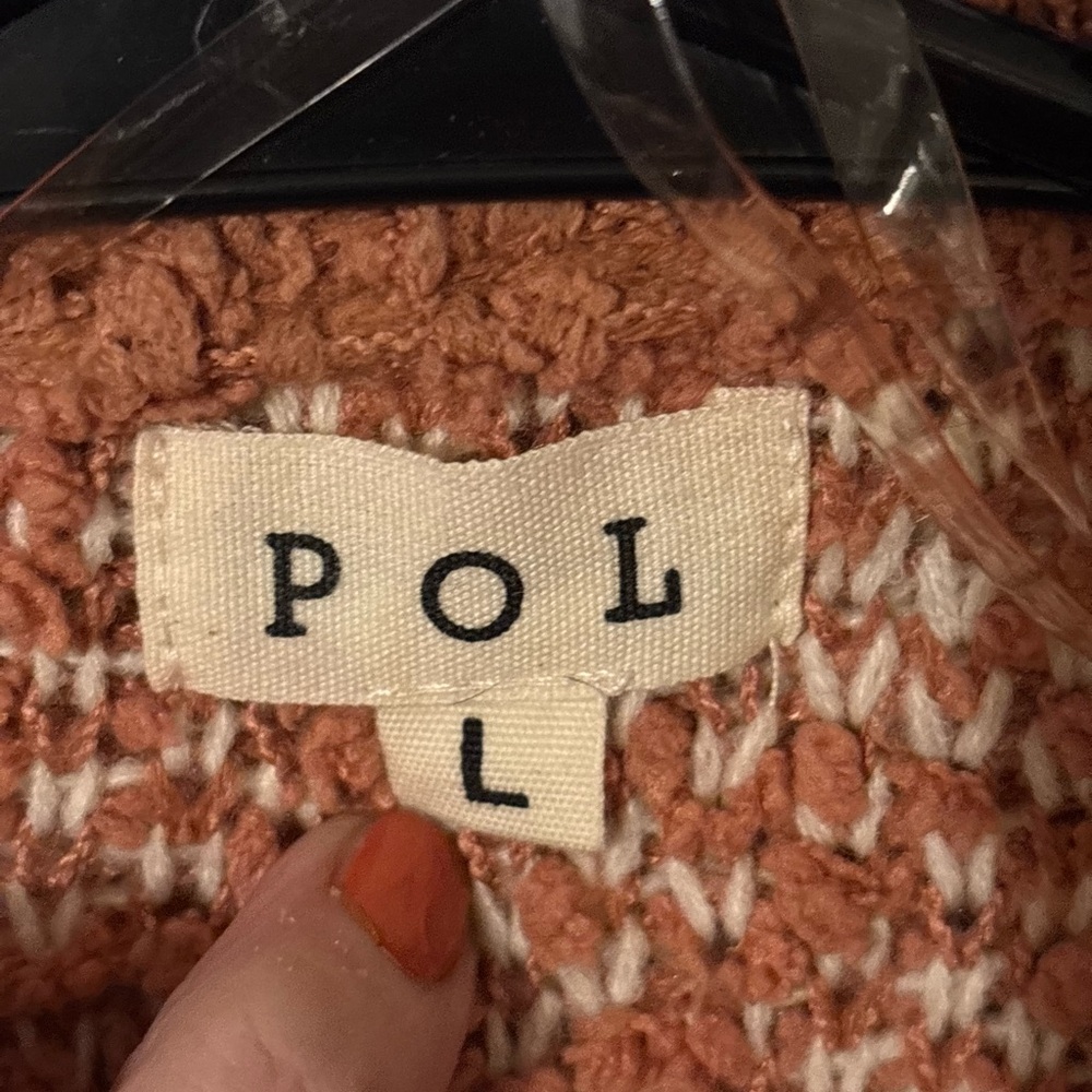 Three Bird Nest POL Warm Terracotta Patterned Cardigan - Picture 3 of 4